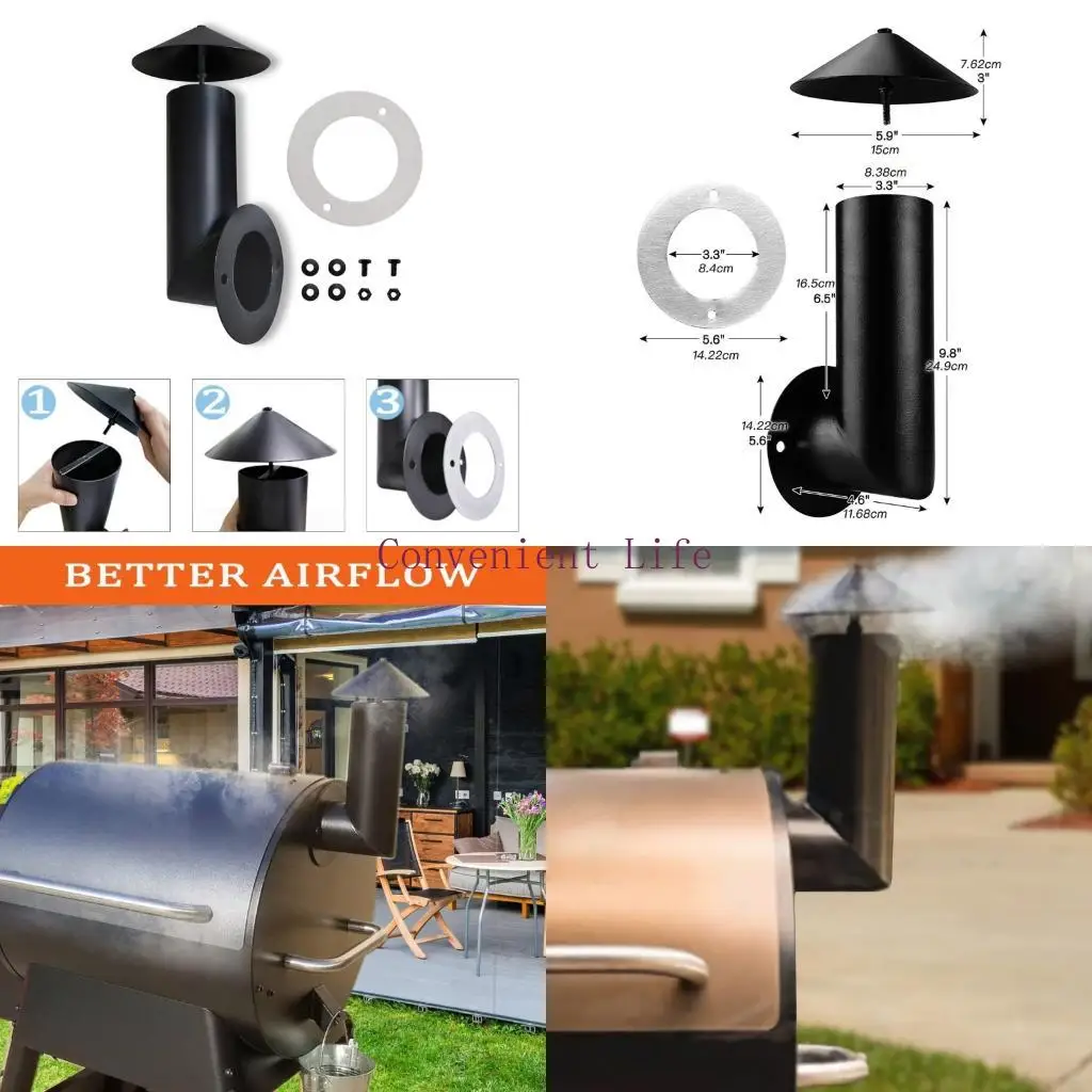 

L1EE Универсальный гриль на пеллетах, системы дымохода, гриль из нержавеющей стали, дымчатый стек, аксессуары для циркуляции воздуха, прочный