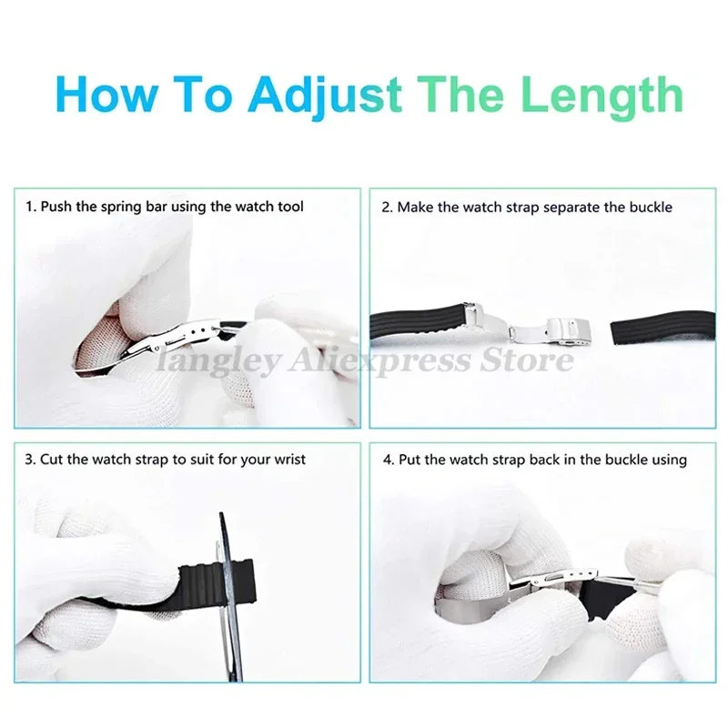 سيليكون المطاط حزام الساعات حزام نشر مشبك 18 مللي متر 20 مللي متر 22 مللي متر 24 مللي متر ل Seiko لأوميغا ل أرماني ساعة استبدال حزام المعصم