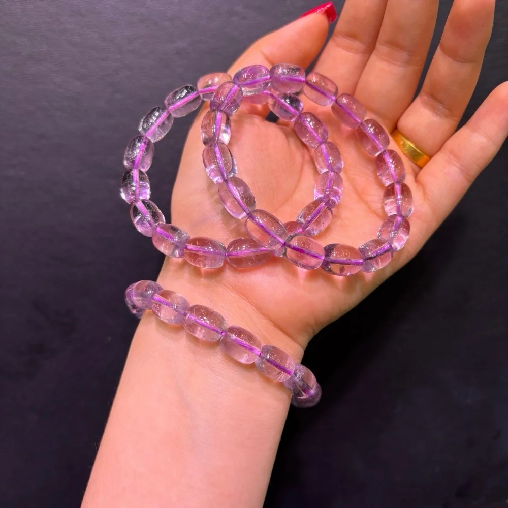 9mm Natural Purple Amethyst Bead Bracelet Women Reiki Healing Strand Bangles Jewelry For Female Gift 1PCS