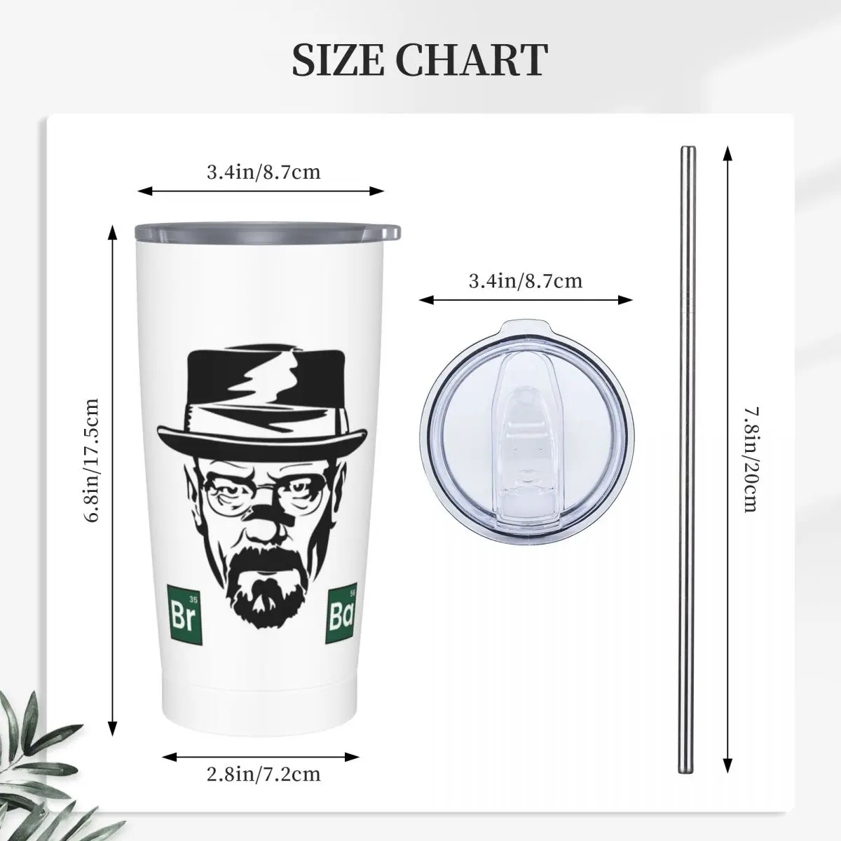 Breaking Bad Walter White Drawing Stainless Steel Tumbler Vacuum Insulated Mug Thermal Cold Cup Straws With Lid 20oz