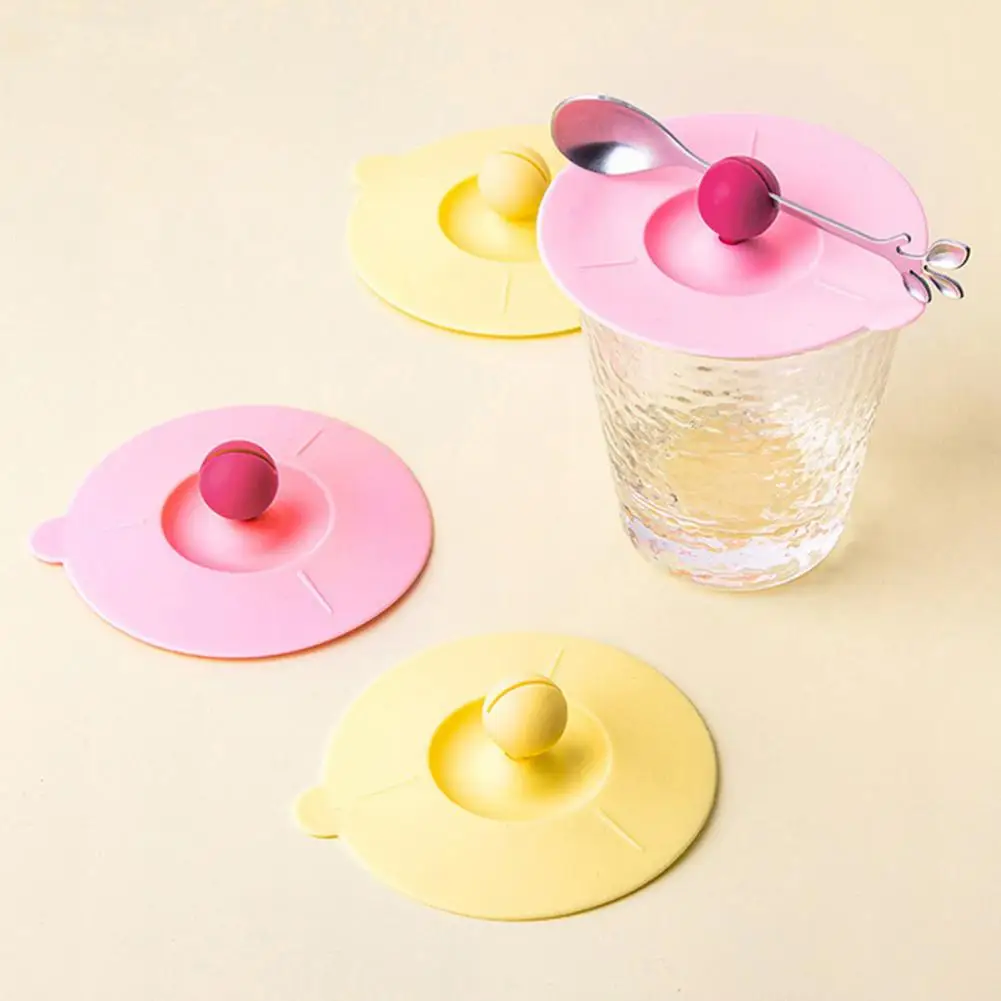 Cup Cover Silicone Clip Spoon Mouth Tea Cup Lid Leakproof Good Sealing Cup Lid Heat Resistant Mug Lid Seal Suction Cup Cover