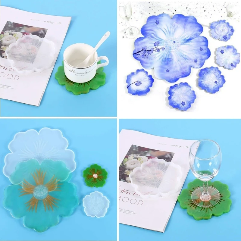 لتقوم بها بنفسك زهرة شكل كوستر قالب سيليكون لراتنجات الايبوكسي اليدوية الحرفية طبق الفاكهة الطين الجص قالب الصب ديكور المنزل #4