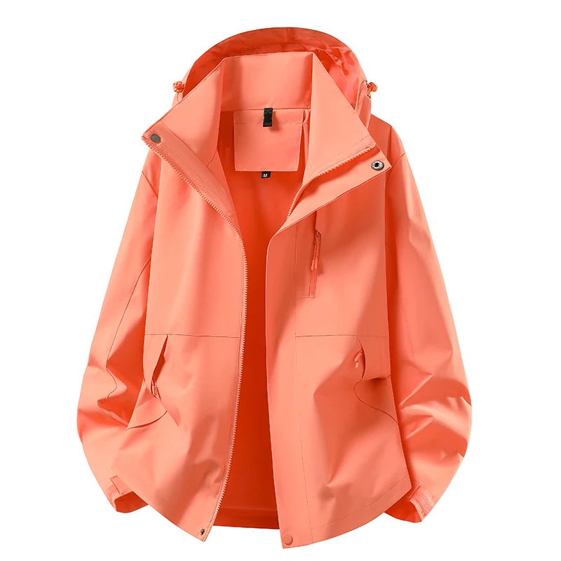 Spring Autumn Ladies Hooded Outdoor Jacket Water Resistant Windbreaker Adjustable Hem Casual Climbing Trekking Fashion Short Win