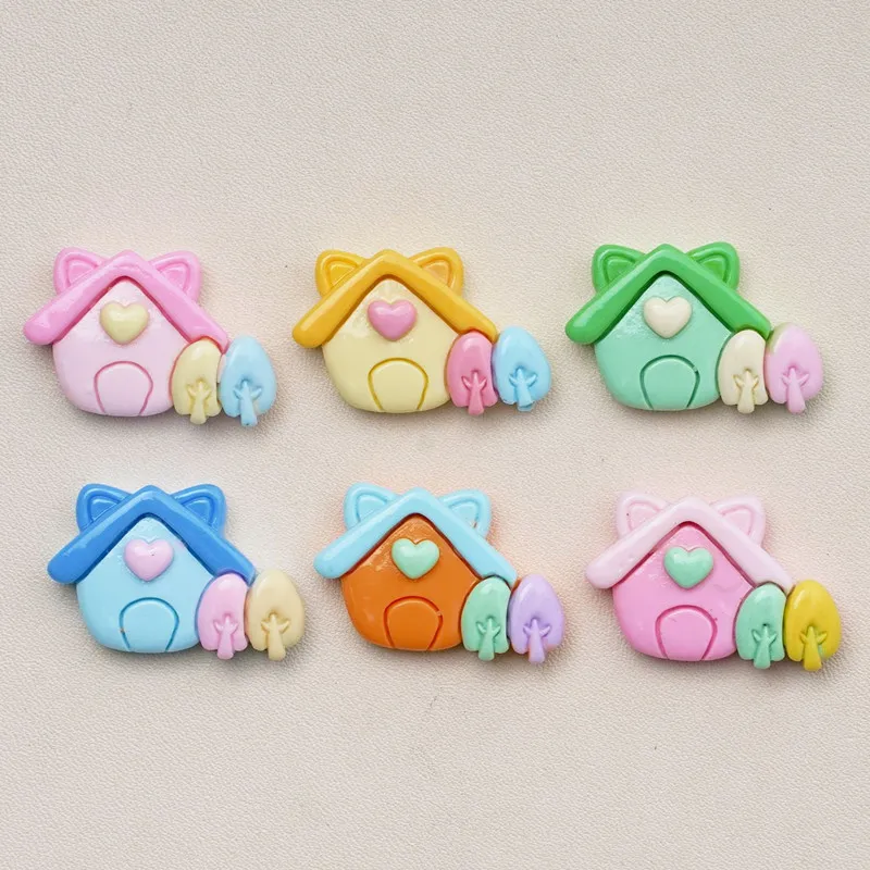 10Pcs Kawaii Cartoon Colour House Resin DIY Shoes Hat Icebox Barrette Mobile Phone Case Scrapbook Cream Glue Flat Back Resin