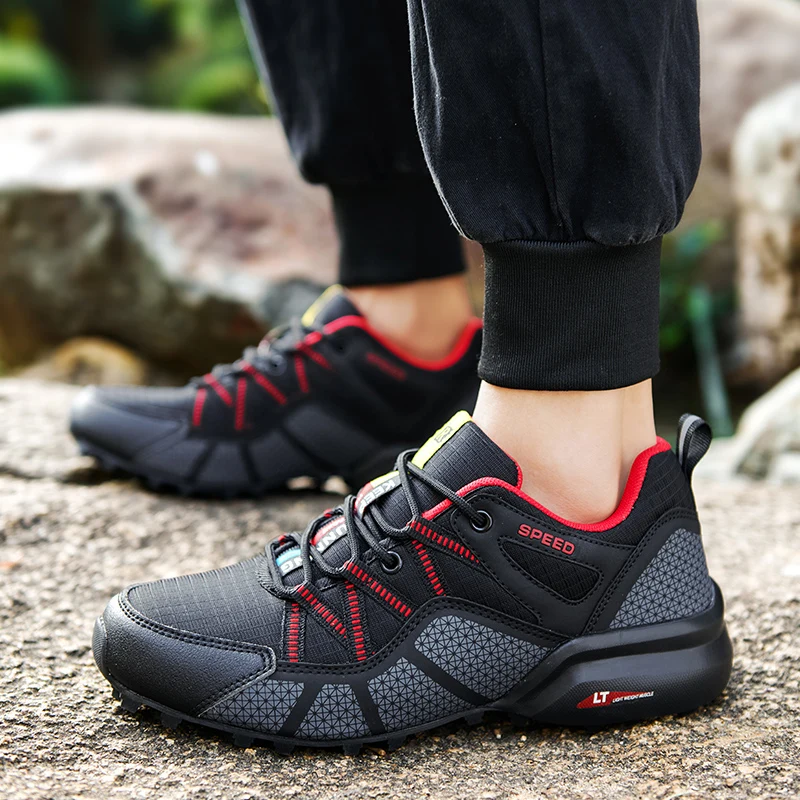 Mens Hiking Trekking Camping Walking Outdoor Shoes Casual Sneakers Lace Up Lightweight Breathable Non Slip Durable