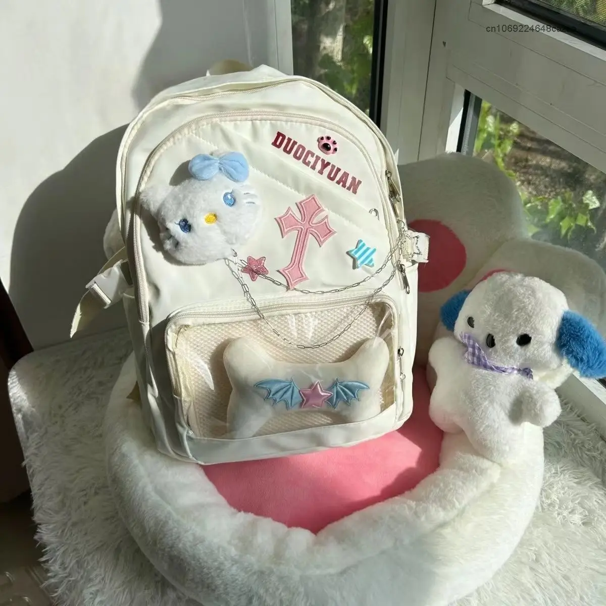 Sanrio Hello Kitty College Gothic Style Backpack Cartoon Teenage Girl Trend Schoolbag Y2k Women Japan Korean Luxury Shoulder Bag