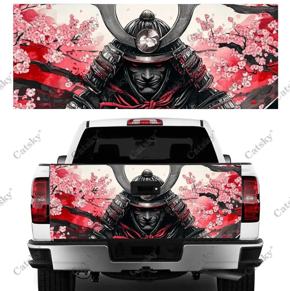 Sakura Samurai Print Car Tail Trunk Protect Vinly Wrap Cover Decal Auto Accessories Hood Decoration Sticker for Off-road Pickup