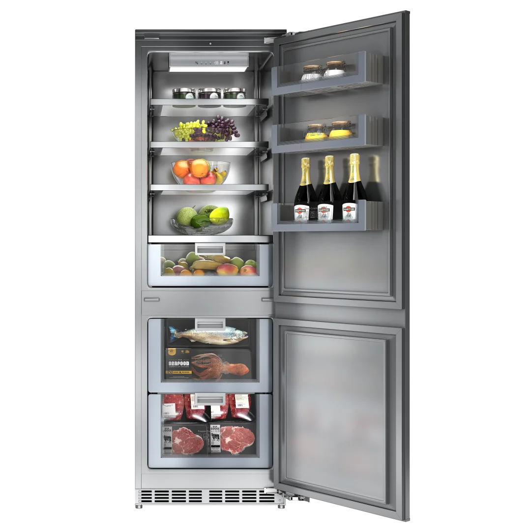 MVP60 Fully Integrated Stainless Steel Frost-Free Energy Efficient Household Hotel Refrigerator Bottom Freezer Variable