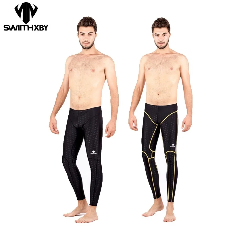 Sharkskin Swimming Jammer Chlorine Resistant Racing Training Swimwear Full Leg Swim Pants Tights Mens Long Swimming Trunk