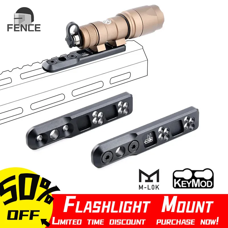 WADSN Tactical Surefir M600 M300 Scout Light Thorntail2 Weapon Flashlight Mount For Mlok Keymo Rail CNC Aluminum Alloy Metal