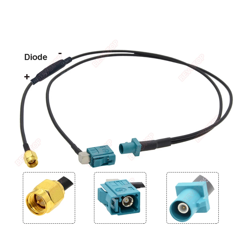 Fakra Z to SMA Male Y Type Splitter Cable With Diode RG174 Pigtail Car Navigation GPS Antenna Extension Cable for Android Device