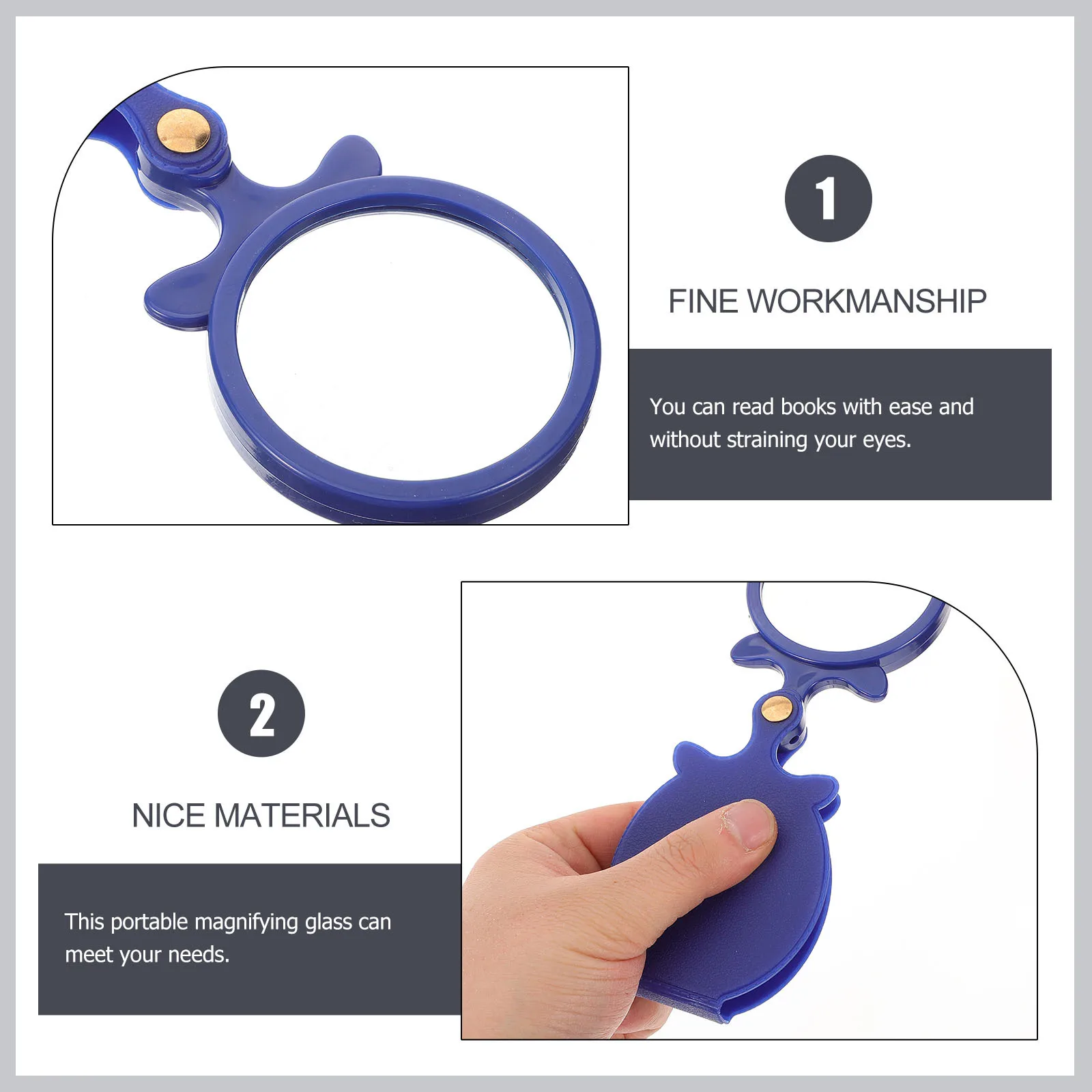 

Alipis Portable Glass for Elderly Reading Travel Office Sturdy Lens Pocket Magnifier Low