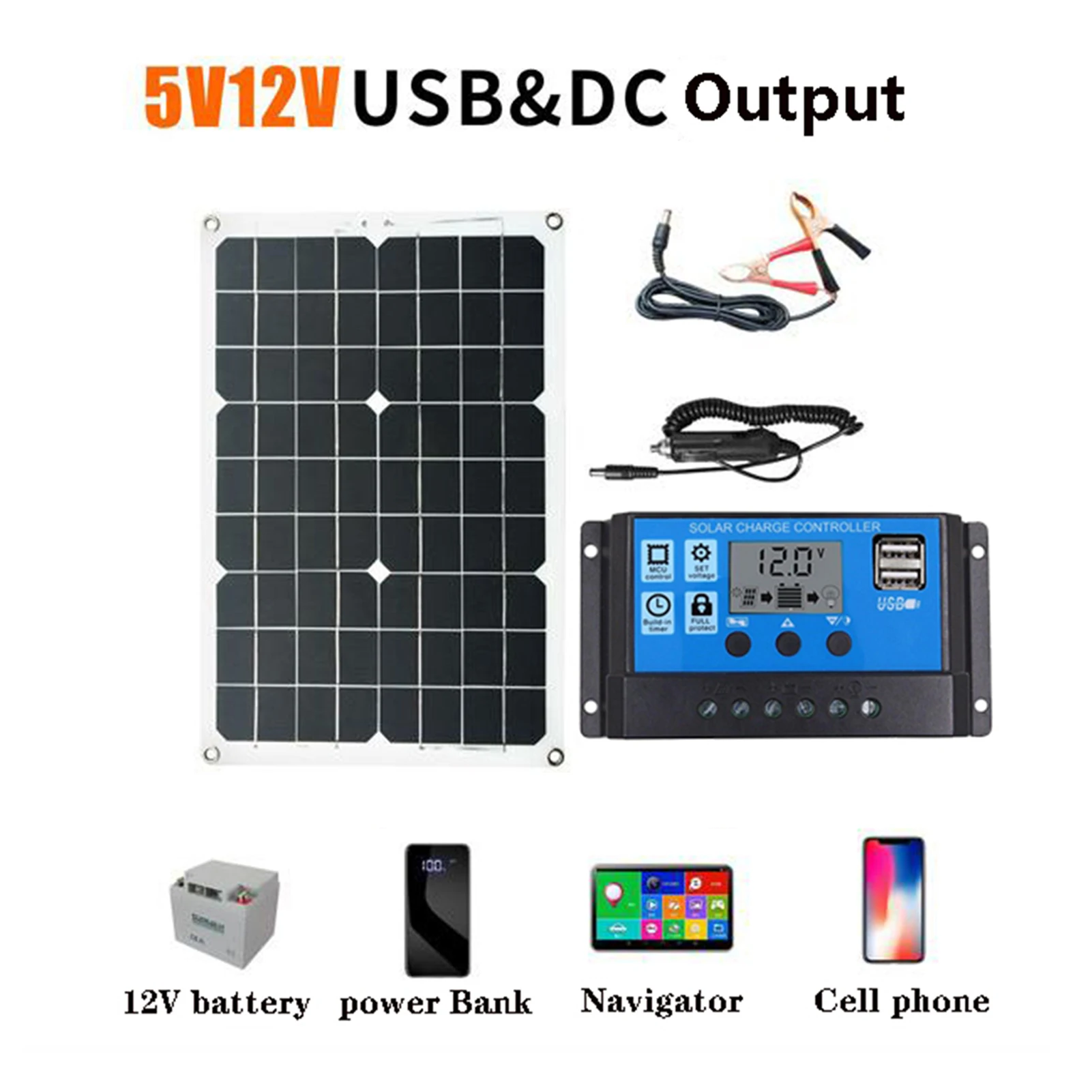 Solar Panel System Dual USB Car Solar Inverter Kit Complete Power Generation for Mobile Phones Sports cameras 12V Car Batteries