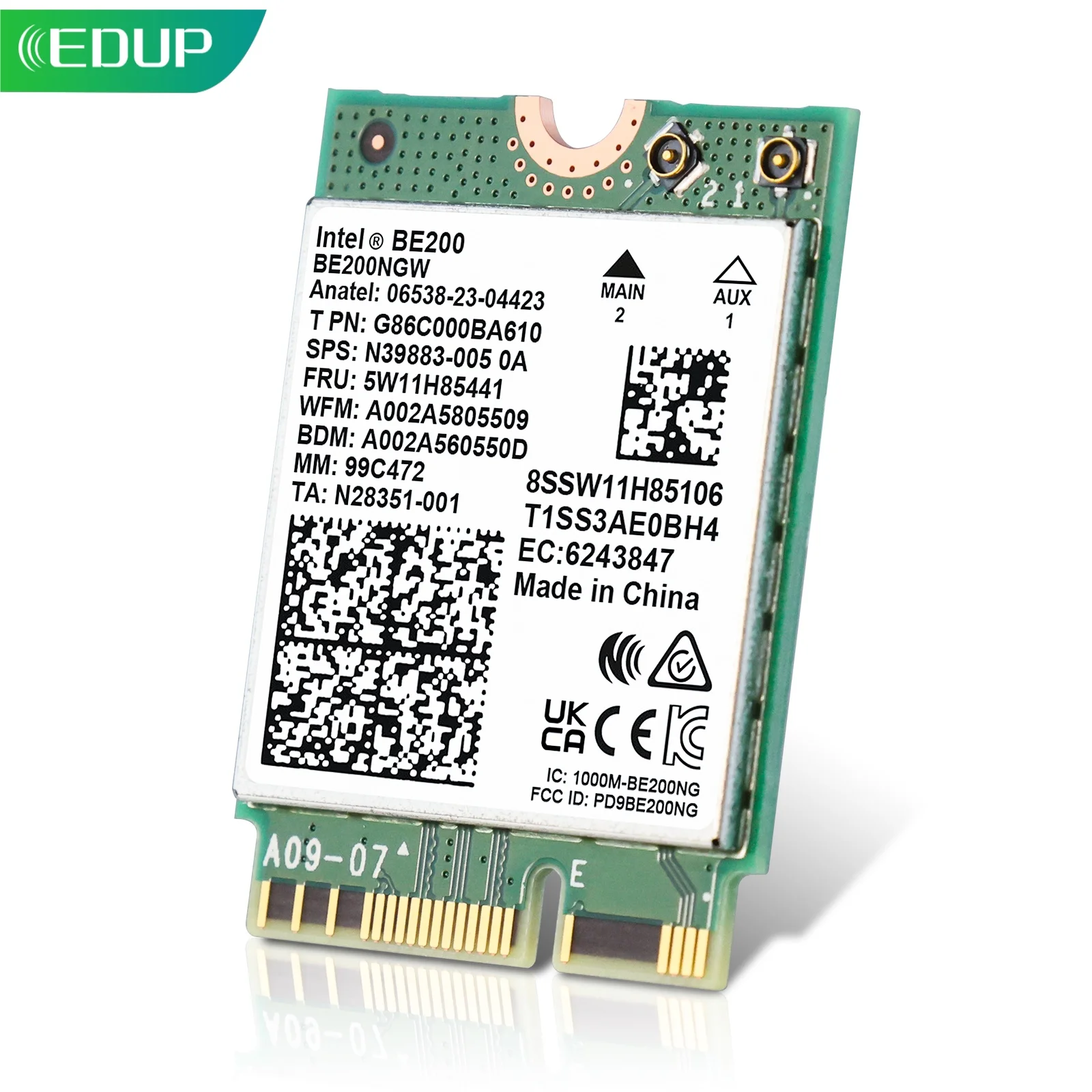 EDUP BE200 Wi-Fi 7 بطاقة الشبكة اللاسلكية 8744 ميجا بت في الثانية بلوتوث 5.4 M.2/NGFF Key E Interface متوافق مع Windows