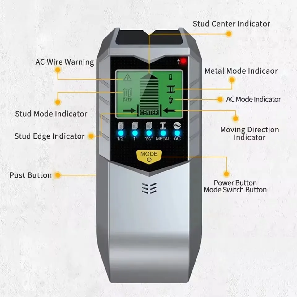 5 In 1 Electronic Wall Detector Finders Multifunctional Handheld Metal Detector Stud Wood Finder Electronic Measuring Instrument