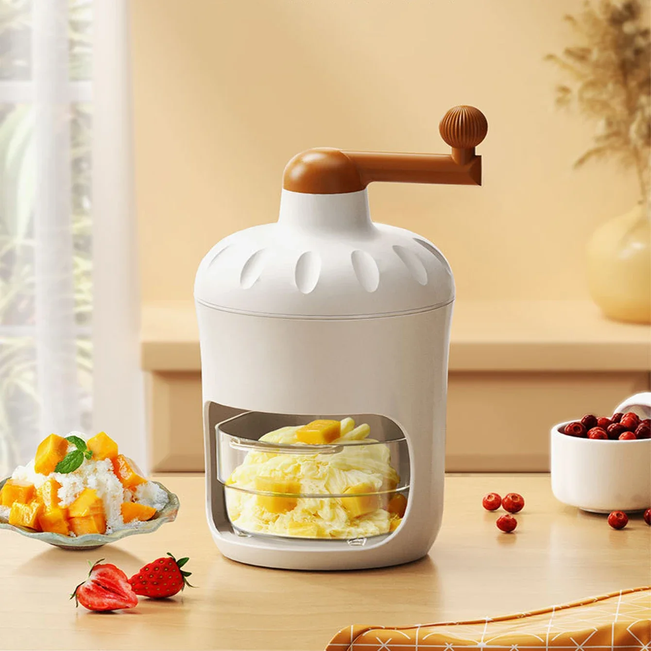 Hand Crank Snow Cone Maker - Portable Ice Shaver for Home, Slushy & Shaved Ice Machine - Perfect for Parties