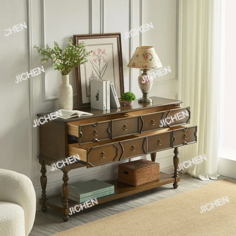 

Тумба-шкаф из массива дерева в ретро-стиле, средневековый входной шкаф, пристенный, для размещения у двери, разделительный шкаф для гостиной