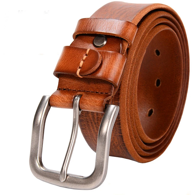 3.7CM Top Cowhide Belt Men Copper Buckle Top Genuine Leather Casual Jeans Belt High Quality All-match  Retro personal Male Strap