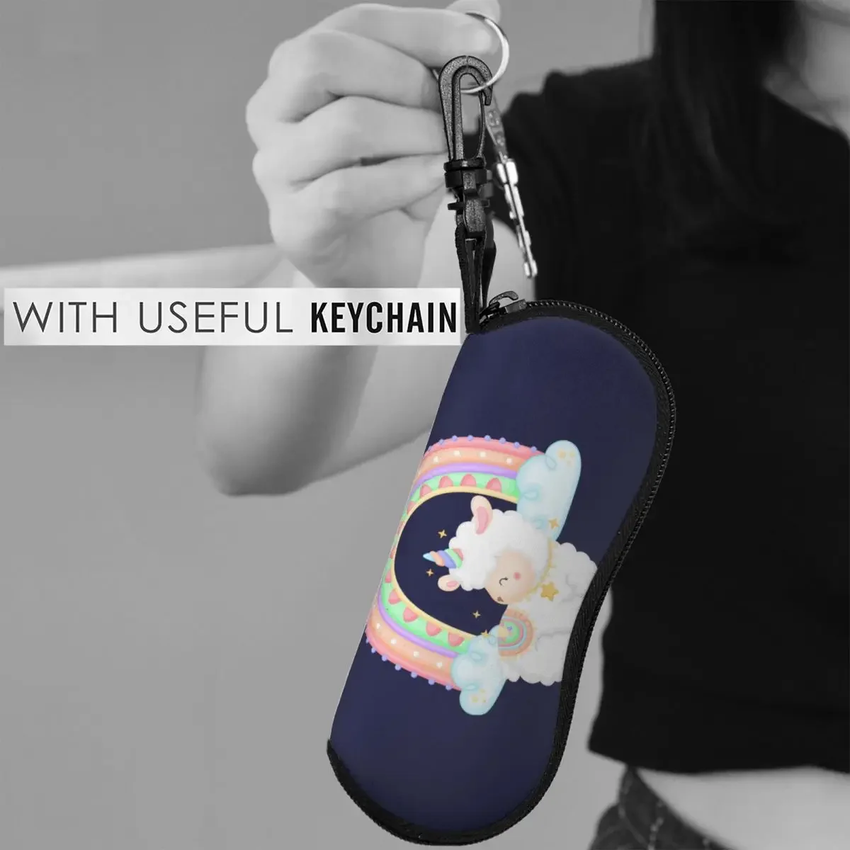 

Glasses Bag Protective Case Cute Llama With Rainbow Women Men Sunglasses Case Box Reading Eyeglasses Box Accessories
