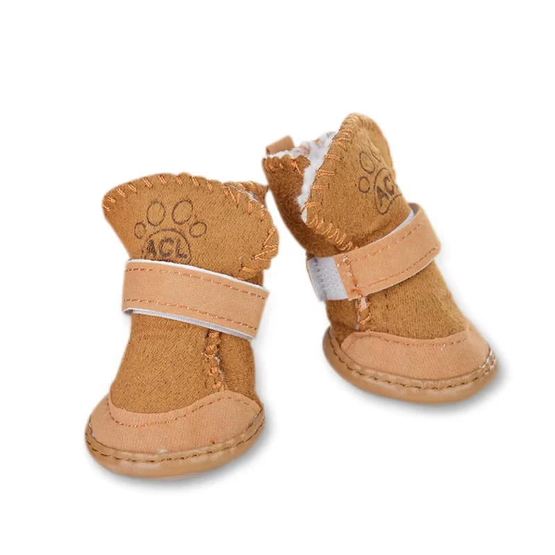 4 pièces/ensemble chaussures pour chien de compagnie hiver chaud chiot bottes anti-dérapant chien pied protecteur belles chaussures pour animaux de compagnie pour petits chiens moyens fournitures pour