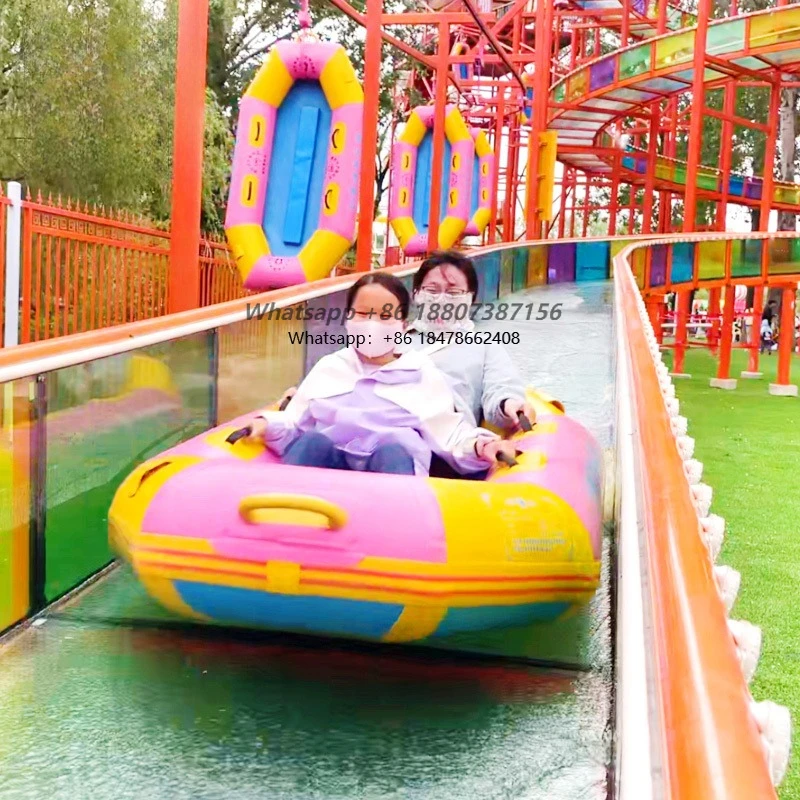 Great Fun Outdoor Water Play Equipment Amusement Park Floating Games Giant Long Glass Water Slide Rides