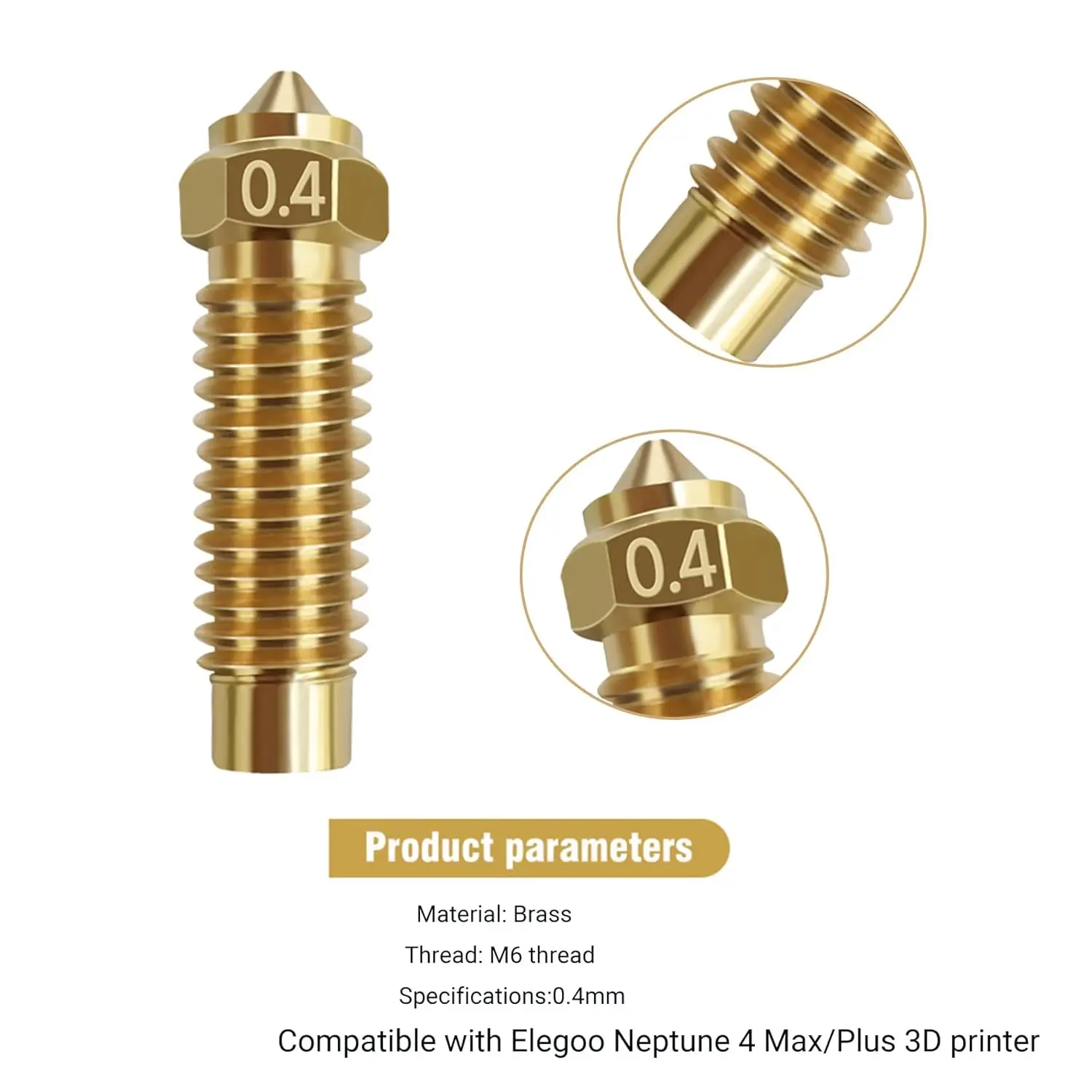 5PCS Nozzles Kit for Elegoo Neptune 4 Plus, 3D Printer Parts 10PCS 0.4mm Brass Nozzles Kit for Elegoo Neptune 4 Plus/Neptune 4
