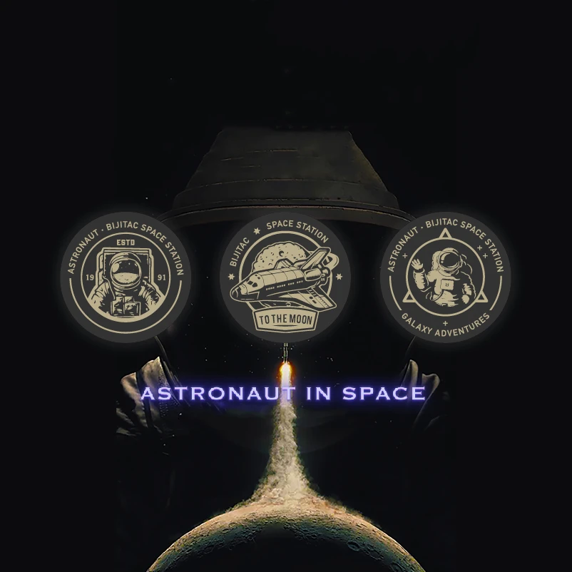 Kosmonauta metalowa naszywka pieczęć samochód magnetyczny magnes na telefon komórkowy naklejka na walizkę okrągły lot DIY opaska na ramię dekoracja 1 zestaw