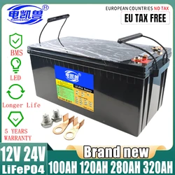 24V 12V 100Ah 200Ah 320Ah LiFePo4 Battery Built-in BMS Lithium Iron Phosphate Cells For Outdoor Camping Golf Cart Solar Storage