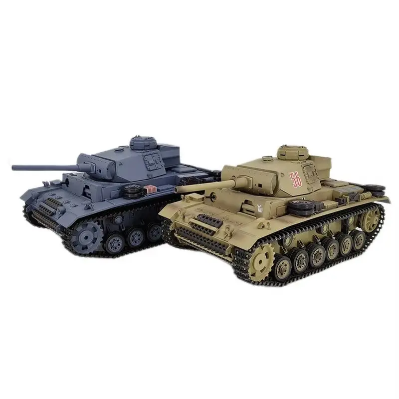 Kubing Ke Henglong 3848 Simulação Alemão Iii L-Tipo Tanque de Batalha Infravermelho 2.4g Escala Completa Controle Remoto Modelo de Tanque Militar Brinquedo