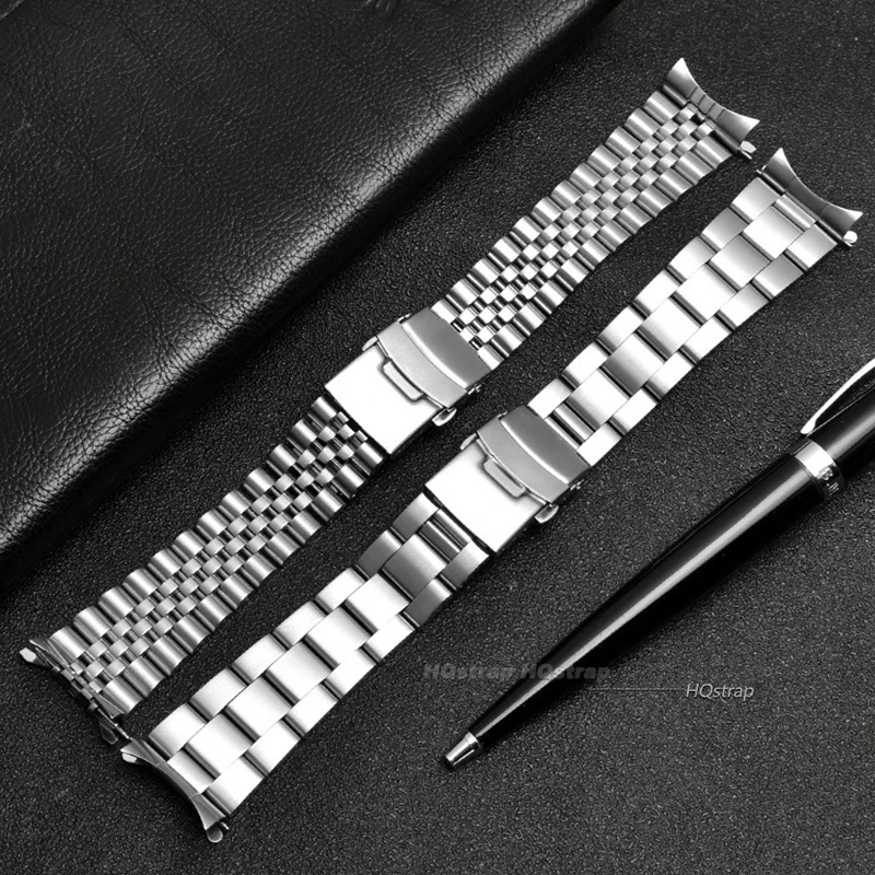 Solid Stainless Steel Bracelet for Seiko Luxury Curved End Watchband for Oyster 20mm 22mm Wristband for Jubilee Watch Accessory