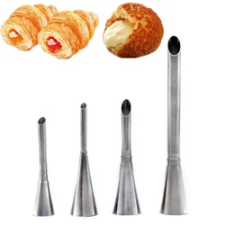 4Pcs/set Nozzles For Confectionery Stainless Steel Puff Injected Nozzles Russian Syringe Puff Cake Pastry Confectionery Tools