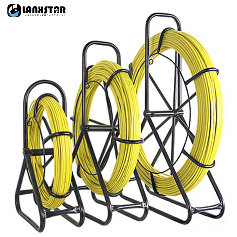 Fiberglass Wire Cable Running Rod Duct Rodder Snakes Fish Tape Rodder Reel Wire Cable Running Puller Rod 4/5/7mm 50/100m