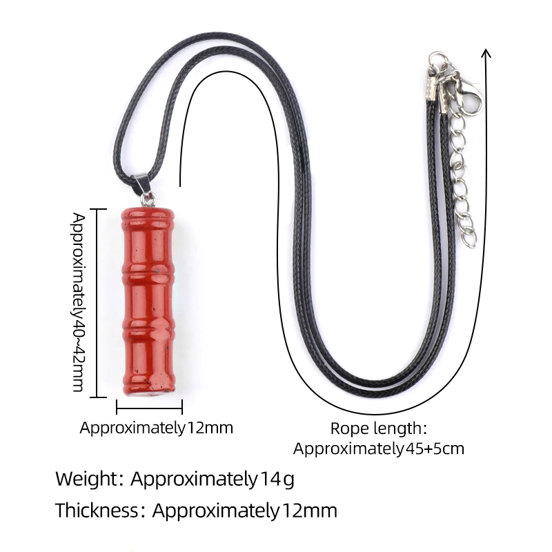 QIMOSHI الأحمر جاسبر النساء الخيزران عقدة حجر قلادة قلادة 40 مللي متر أحجار كريمة مفكوكة حبة سحر شفاء كريستال الحرف المختنق #4