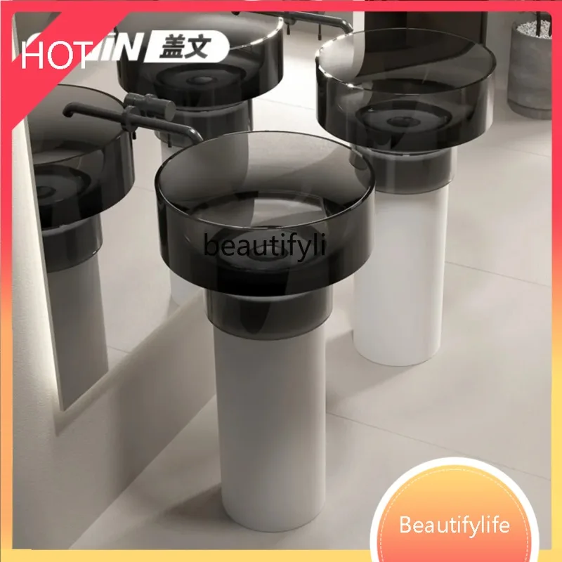 

XX80 Transparent column basin Integrated floor-to-ceiling wash basin Color resin wash table hotel