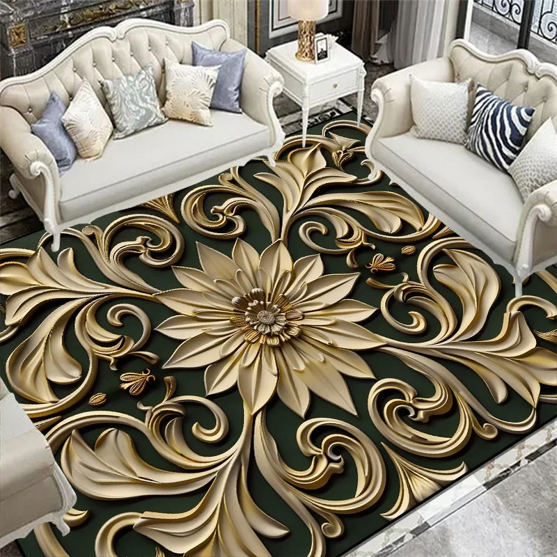 3D Gorgeous Flower Carpet for Living Room Luxury Home Bedroom Decor Large Area Soft Rugs Anti-Slip Cloakroom Floor Mats Washable