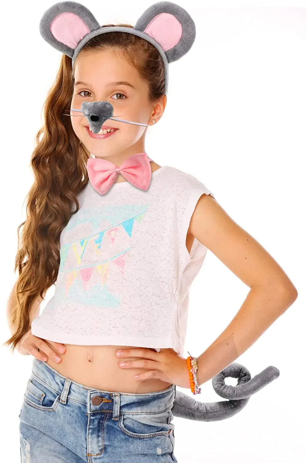 Volwassen Kids Party Muis Rat Oren Hoofdband Staart Neus Strikje voor Verjaardag Decoratie Dierenhaarband Halloween Kostuum Cosplay