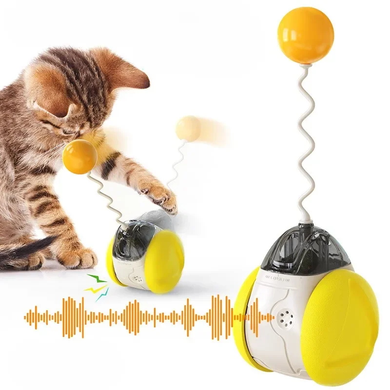 Cat Toys Electric Sound Tumbler Balance Car Teaser Cat Stick Interactive Self Hi with Catnip Ball Pet Supplies