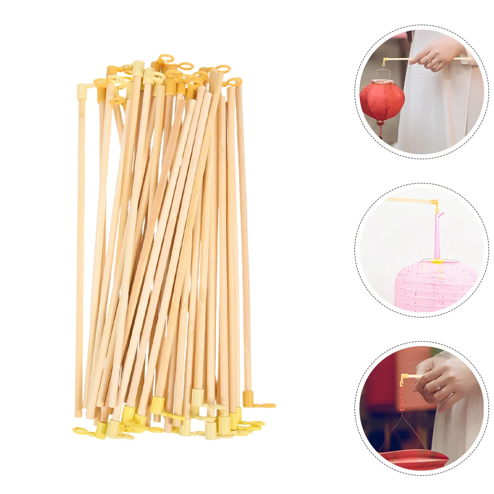 40 Pcs Dedicated Portable Lantern Pole Child Lanterns Papers Stick Wooden Handheld