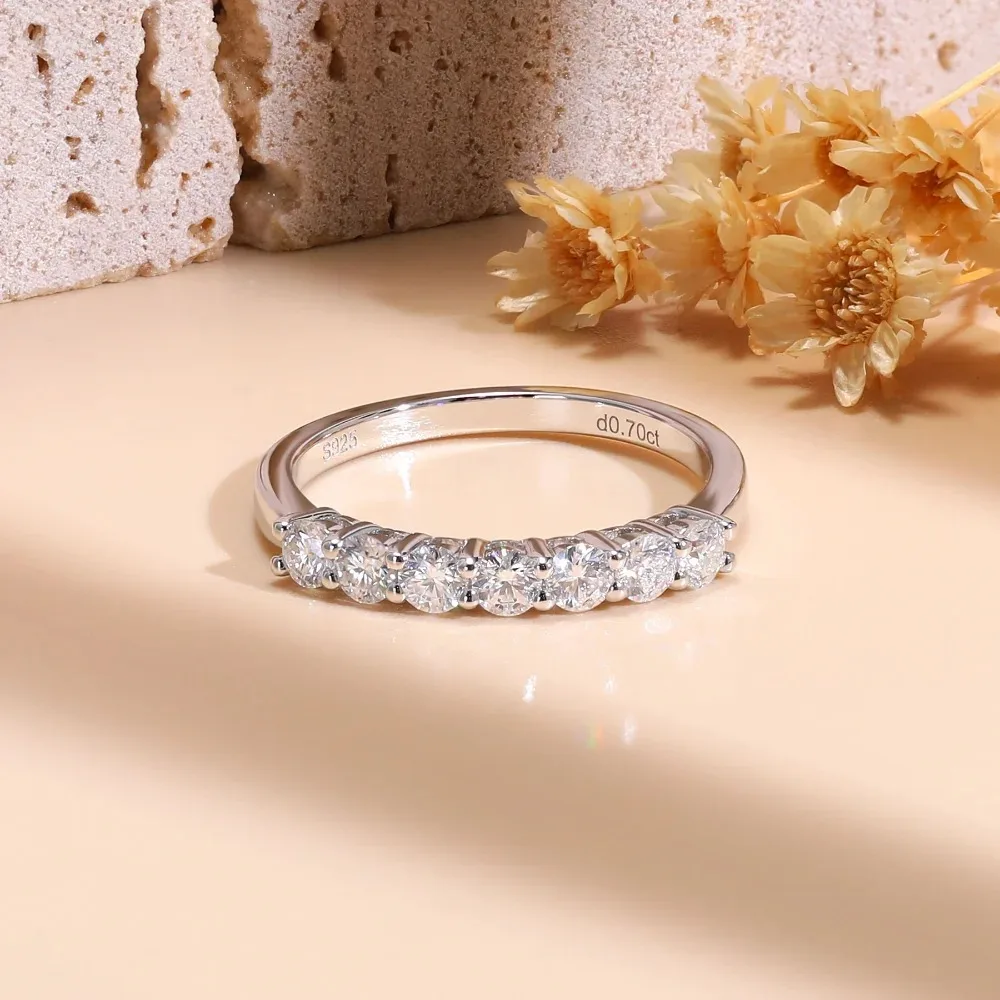 0.7ct Moissanite Ring for Women Lab Diamond Rings Wedding Bands Original 925 Sterling Silver Round Cut D Color VVS1 Fine Jewelry