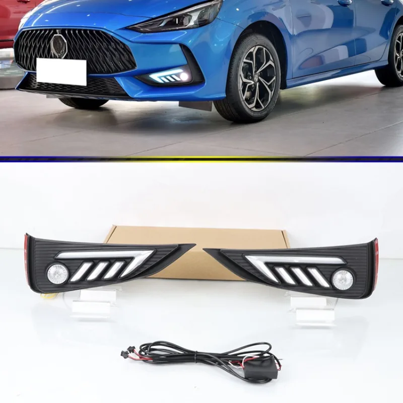 

For 2021 MG MG5 1 Pair Day Running Lights Modified Streaming Light Steering Front Fog Light Assembly Night Blue Lights