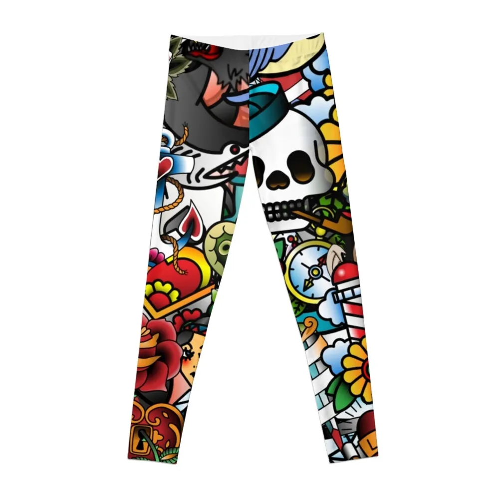 

Tattoo Collage Leggings Legging sexy woman workout clothes for sporty woman gym Womens Leggings