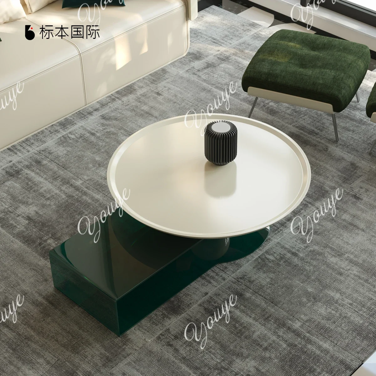 새로운 디자이너 소형 아파트 원형 심플 모던 커피 테이블 중세풍 페인트 아크릴