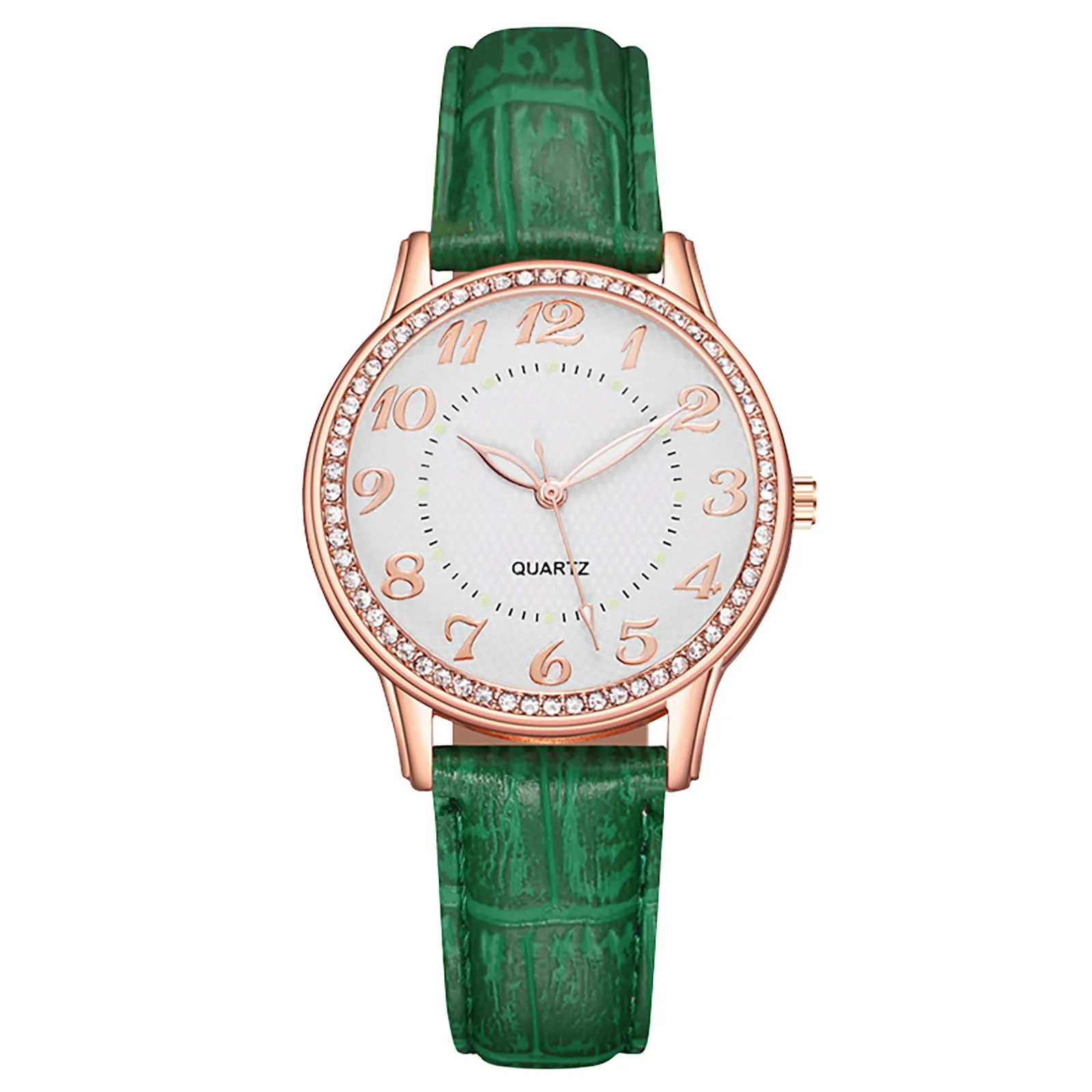 Diamond Inlaid Luminous Watch Women'S Exquisite Classic Leather Strap Wristwatches Daily Causal All-Match Quartz Watch