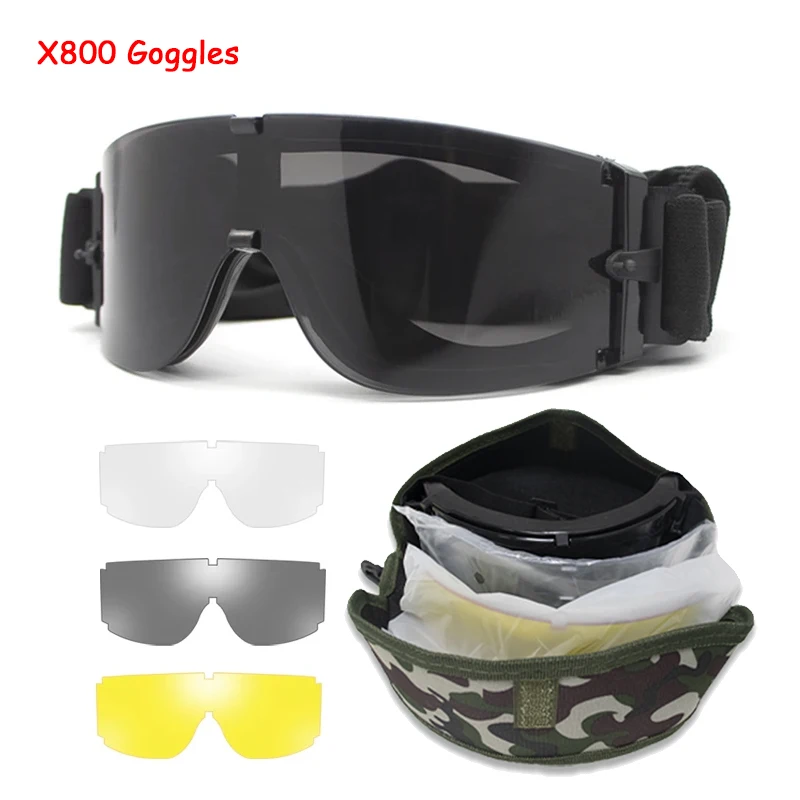 

Outdoor Tactical Shooting Protective Glasses Hunting Airgun Color Bullet Protective Equipment 3 lenses