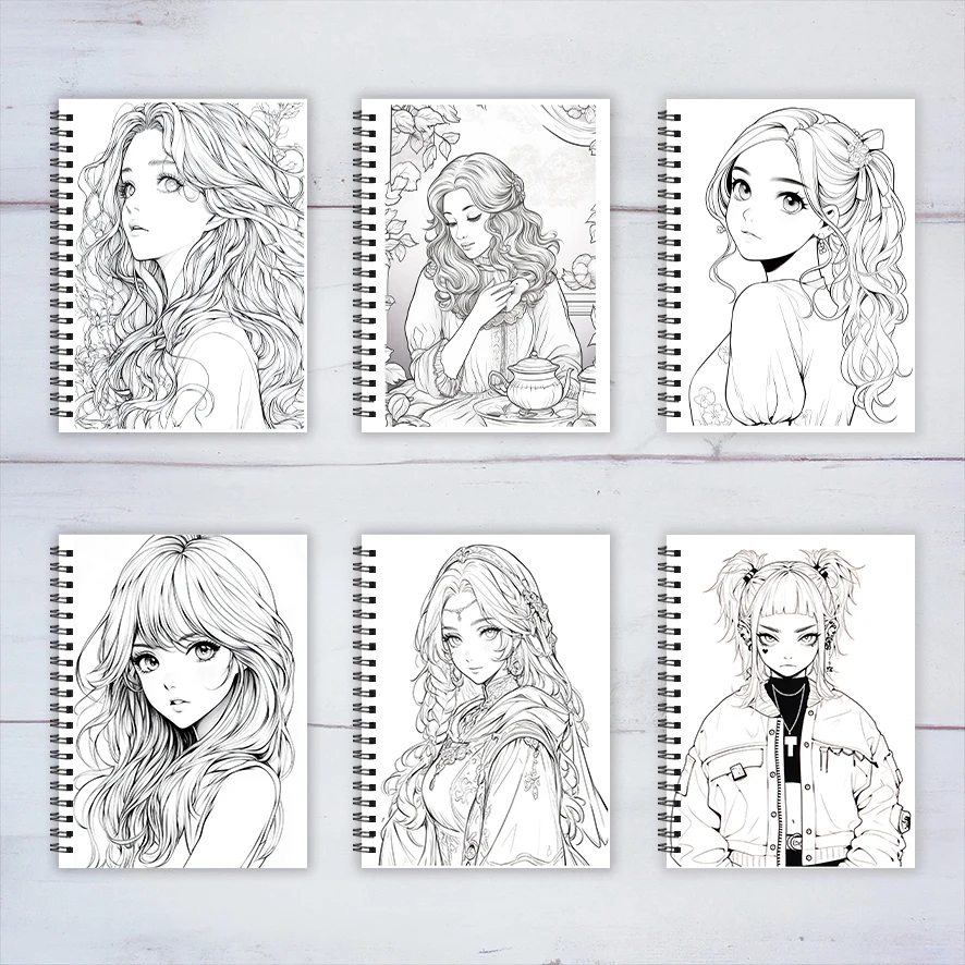 Anime Divas Adult Coloring Book - 8.3x 11.2 Inch 22 Page Coloring Book - Helps Reduce Stress and Ease Emotions