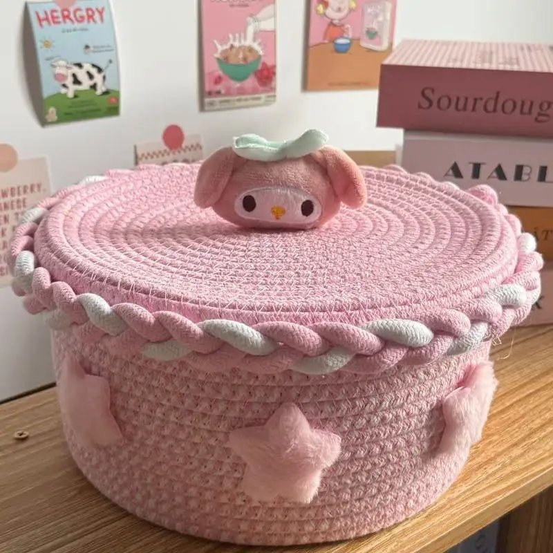 アニメーション ハローキティ シナモロール マイメロディ 麻綿靴 織物 大容量収納ボックス かわいい雑貨整理バスケット