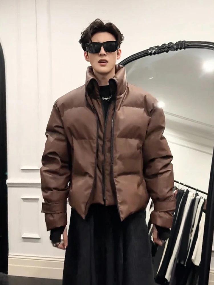 

Американский Sle ort Thiened, зимнее хлопковое джинсовое мужское теплое U-образное пальто на молнии, молодежное модное повседневное пальто со стойкой