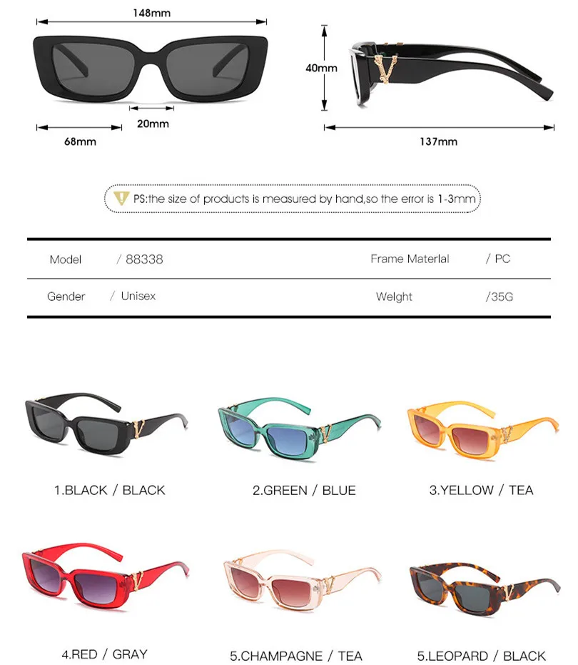 Retro Cat eyt Frame Sunglasses Women 2022 Luxury V Sun Glasses Men Fashion Rectangle Jelly Sunglasses with Metal Hinges UV400