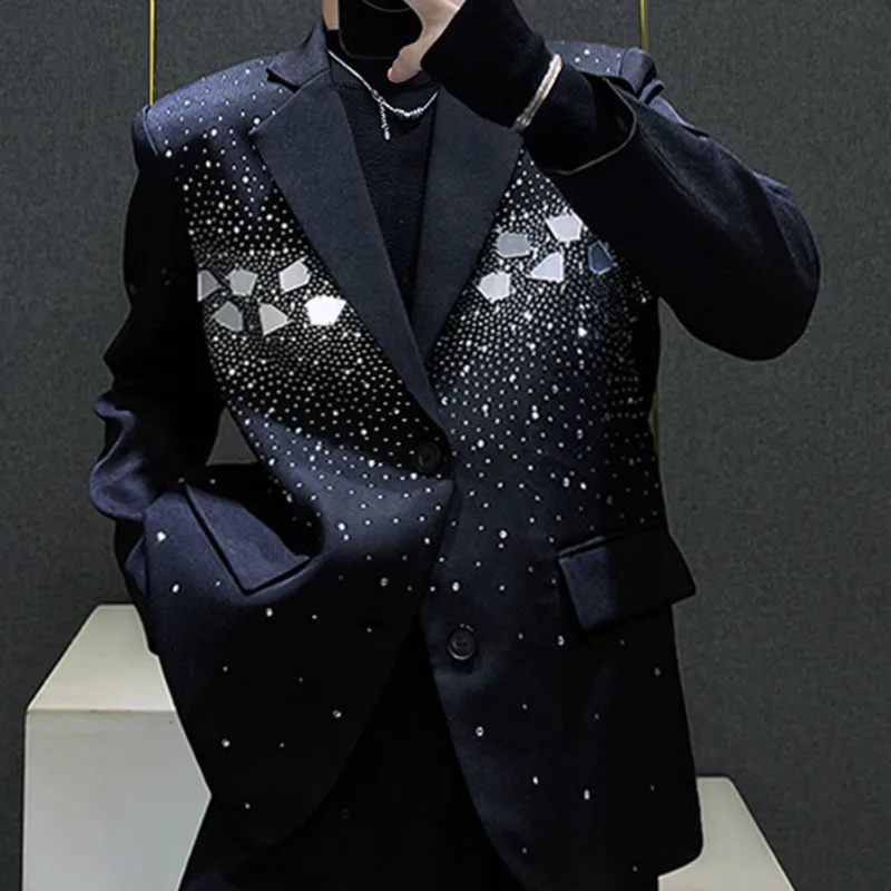 Sequin Decorate Jacket Men Blazer Homme Luxury Korean Punk Jacket Blazer Masculino Shiny Jacket Club Party Blazer Men Stage Suit