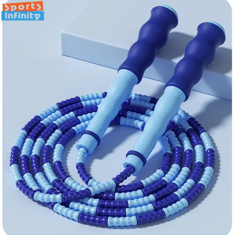 2.8m Soft Beads PVC Cord Silicone Skip Rope for Baby Kids Girls Exercise Fitness Jump Rope Adjustable Bamboo Beaded Jumping Rope